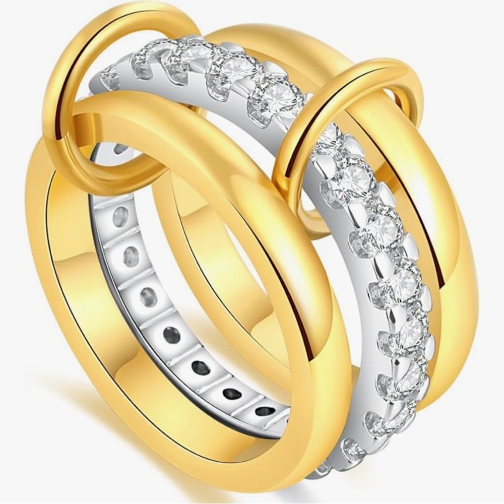 🆕Two Tone Mixed Metal Gold and Silver Women's Ring Size 7 - Picture 5 of 6